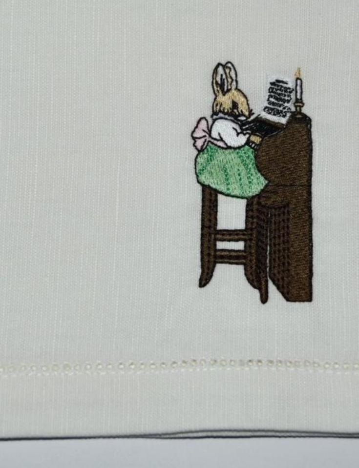 Cotton and Linen Napkin, Open Hem, Machine Embroidered with Exceptional Detail: Glamour and Elegance for Dining