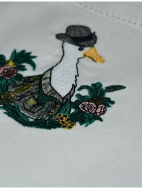 Cotton and Linen Placemat Machine-Embroidered with Exceptional Detailing: Glamour and Elegance for Dining