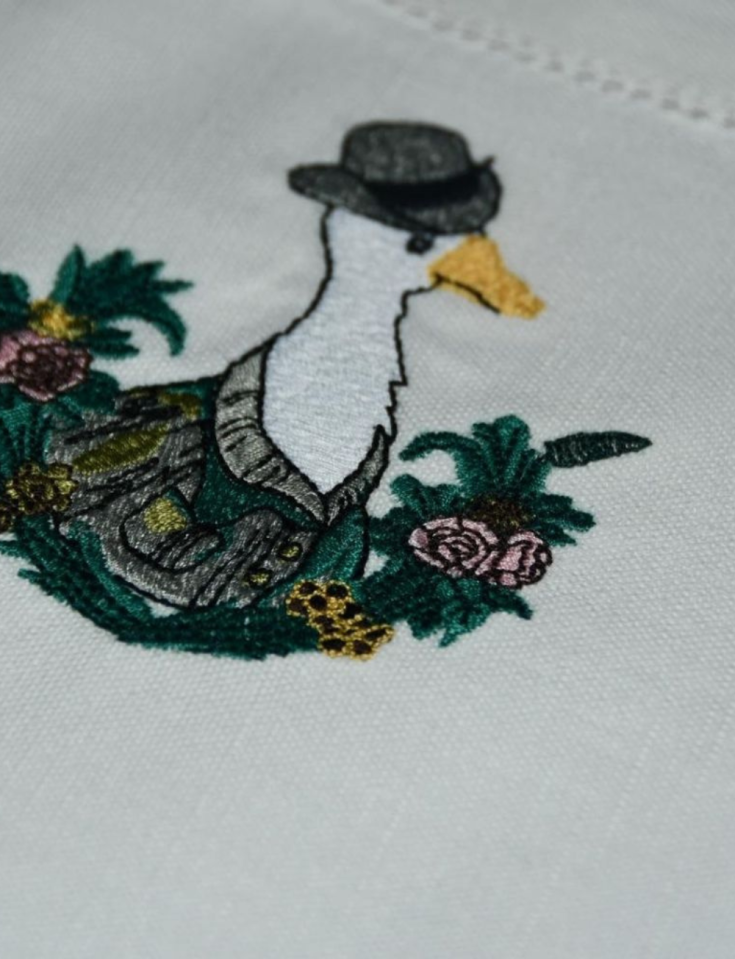 Cotton and Linen Placemat Machine-Embroidered with Exceptional Detailing: Glamour and Elegance for Dining