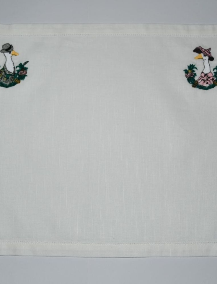 Cotton and Linen Placemat Machine-Embroidered with Exceptional Detailing: Glamour and Elegance for Dining