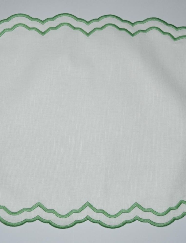 Cotton and Linen Placemat Machine-Embroidered with Exceptional Detailing: Glamour and Elegance for Dining