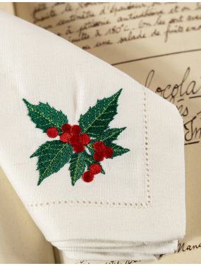 HOLLY BRANCHES tea napkins